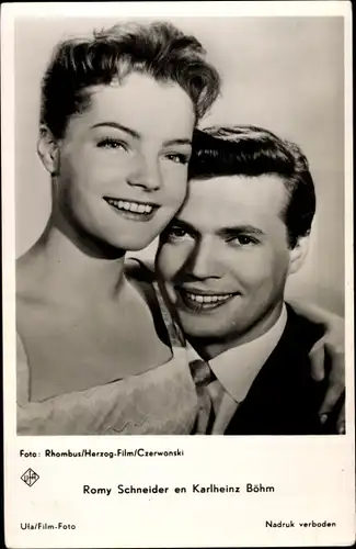 Ak Schauspielerin Romy Schneider, Karl Heinz Böhm, Portrait