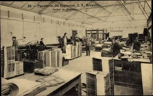 Ak Bruxelles Brüssel, Papeteries De Ruysscher, Atelier de deuillage