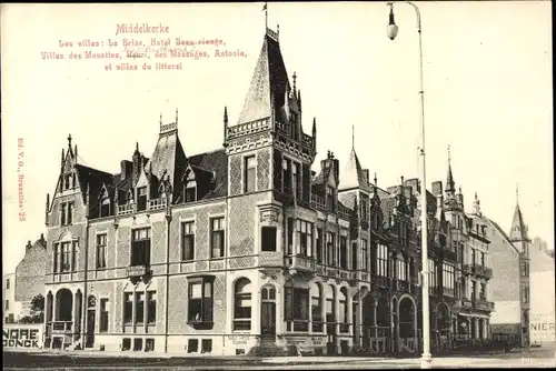 Ak Middelkerke Westflandern, Les Villas La Brise, Hotel Beau