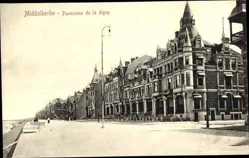 Ak Middelkerke Westflandern, Panorama de la digue