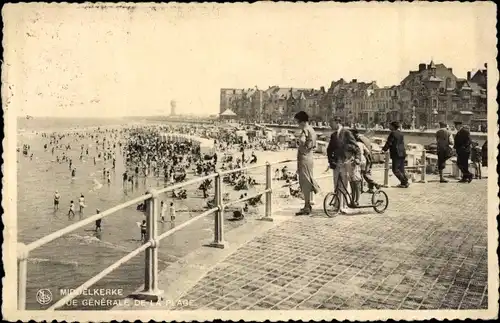 Ak Middelkerke Westflandern, Vue generale de la Plage