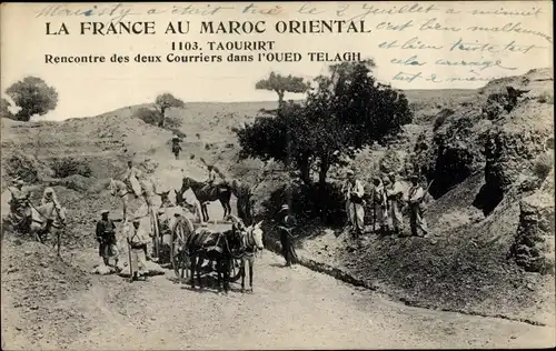 Ak Taourirt Marokko, Recontre des deux Courriers dans l'Oued Telagh
