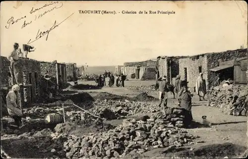 Ak Taourirt Marokko, Creation de la Rue Principale