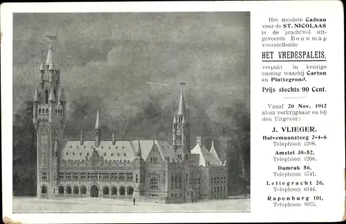 Ak Den Haag Südholland Niederlande, Het Vredespaleis, Reklame St. Nicolaas, J. Vlieger