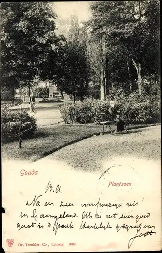 Ak Gouda Südholland Niederlande, Plantsoen, Park