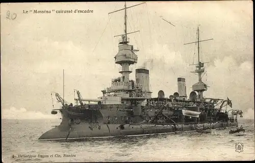 Ak Französisches Kriegsschiff, Le Massena cuirasse d'escadre