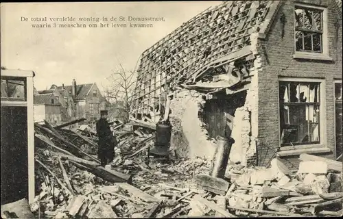 Ak Zierikzee Zeeland Niederlande, Ramp in den nacht van 1917 Uit een vliegmachine, Zerstörungen