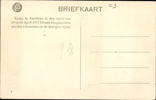 Ak Zierikzee Zeeland Niederlande, Ramp in den nacht van 1917 Uit een vliegmachine, Zerstörungen