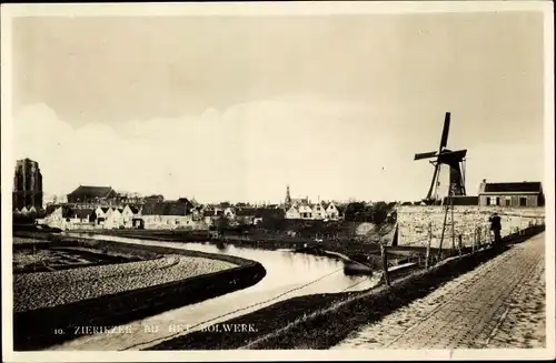Ak Zierikzee Zeeland Niederlande, Bij het Bolwerk, Molen