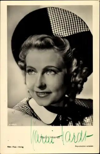 Ak Schauspieler Karin Hardt, Portrait mit Hut
