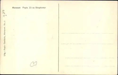 Ak Marssum Marsum Friesland Niederlande, Popta Zit en Slaapkamer