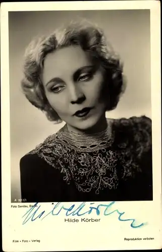 Ak Schauspielerin Hilde Körber, Portrait