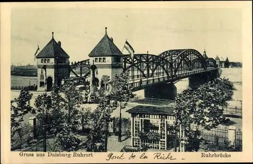 Ak Ruhrort Duisburg im Ruhrgebiet, Ruhrbrücke