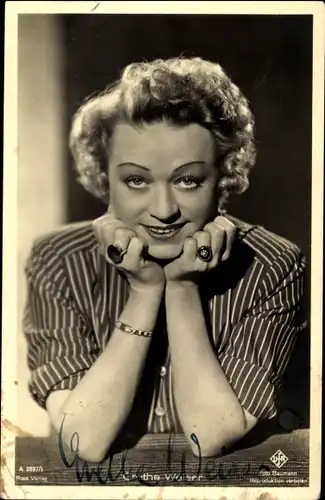 Ak Schauspielerin Grethe Weiser, Portrait, Ufa Film, Ross Verlag A 2897 1