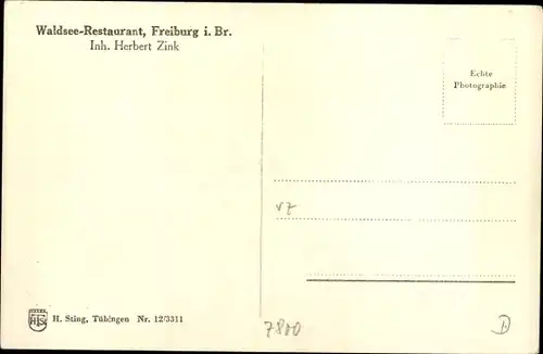 Ak Freiburg im Breisgau, Waldsee, Waldsee-Restaurant