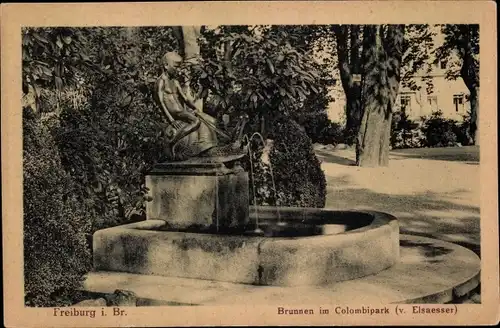 Ak Freiburg im Breisgau, Brunnen im Colombipark (v. Elsaesser)