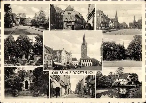 Ak Dorsten in Westfalen, Kirche, Fachwerkhäuser, Stadtansicht