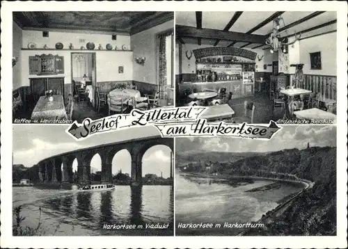 Ak Herdecke Ruhr, Seehof Zillertal am Harkortsee, Viadukt, Harkortturm, Bierstube, Weinstuben