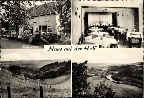 Ak Dünebusch Hamm an der Sieg, Gasthof und Pension Haus auf der Höh, Speisezimmer, Siegtal