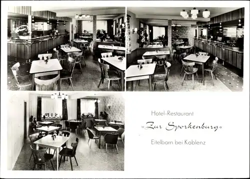 Ak Eitelborn im Westerwald, Hotel Restaurant Zur Sporkenburg, Innenansicht