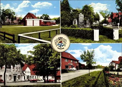 Ak Neuenkirchen bei Bassum Kreis Diepholz, Teilansichten, Wappen, Ehrenmal