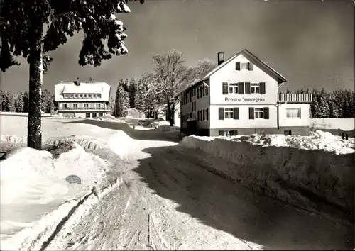 Ak Kniebis Freudenstadt im Nordschwarzwald, Pension Immergrün, Emil Moser, Winteransicht