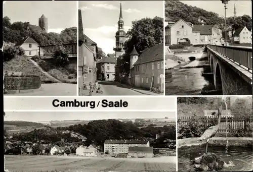 Ak Camburg an der Saale Thüringen, Brücke, Kirche, Brunnen, Totalansicht, Teilansicht