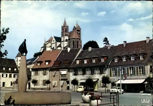 Ak Breisach am Oberrhein, Platz, Kirche, Brunnen