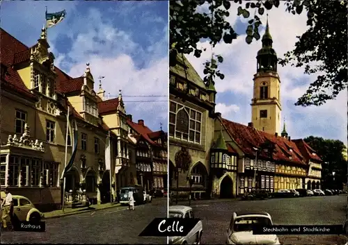 Ak Celle in Niedersachsen, Rathaus, Stechbahn und Stadtkirche