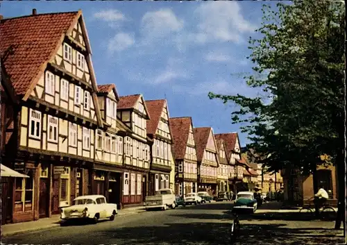 Ak Celle in Niedersachsen, Alte Giebelhäuser in der Schuhstraße