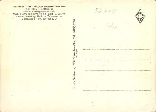 Ak Molsberg im Westerwald, Gasthaus Pension Zur schönen Aussicht, Außenansicht