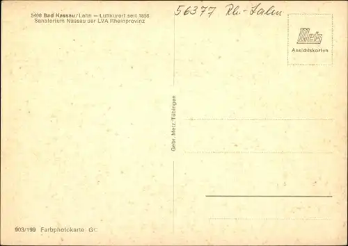 Ak Nassau an der Lahn, Sanatorium Nassau der LVA Rheinprovinz