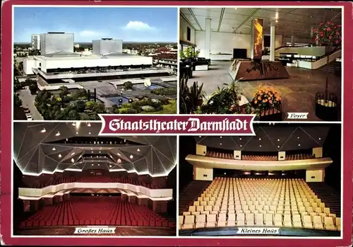 Ak Darmstadt in Hessen, Staatstheater, Foyer, Großes Haus, Kleines Haus