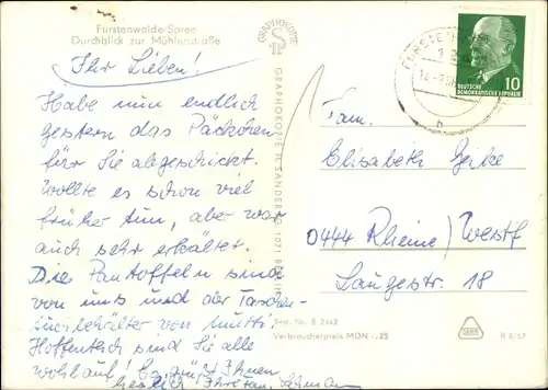 Ak Fürstenwalde an der Spree, Durchblick zur Mühlenstraße, Geschäfte