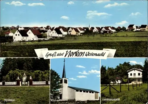Ak Norken im Westerwald, Gesamtansicht, Denkmal, Kirche, Landschulheim