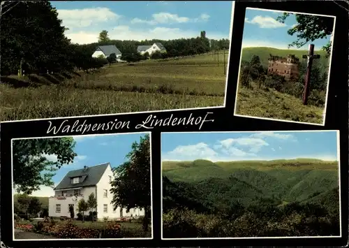 Ak Mörsdorf im Hunsrück, Waldpension Lindenhof, Außenansicht, Panorama