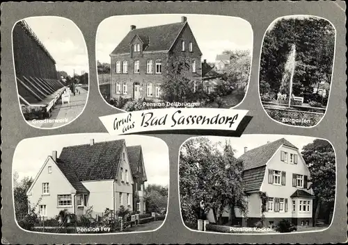 Ak Bad Sassendorf in Westfalen, Gradierwerk, Kurgarten, Pension Fey, Kockel, Dellbrügger