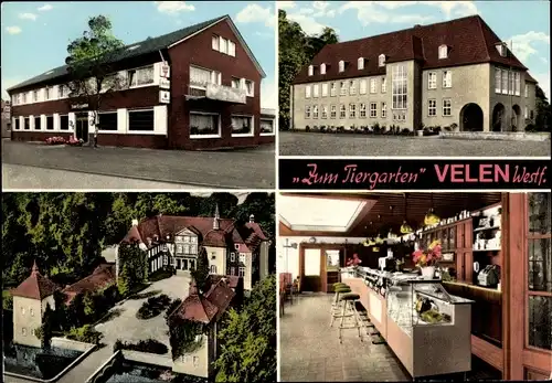 Ak Velen im Münsterland Westfalen, Hotel Restaurant Cafe Zum Tiergarten