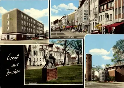 Ak Frechen Nordrhein Westfalen, Post, Hauptstraße, Anlagen, Kirche