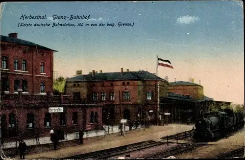 Ak Herbesthal Lontzen Wallonien Lüttich, Grenz-Bahnhof, Gleisansicht