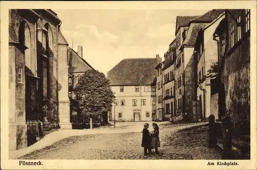 Ak Pößneck in Thüringen, Am Kirchplatz