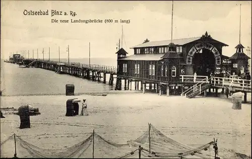 Ak Seebad Binz auf Rügen, Die neue Landungsbrücke