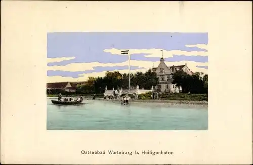 Passepartout Ak Warteburg bei Heiligenhafen, Blick auf den Strand