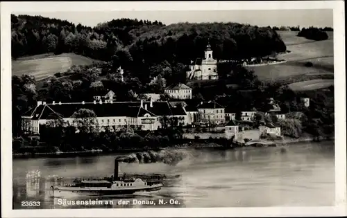 Ak Säusenstein Ybbs an der Donau in Niederösterreich, Panorama, Dampfer