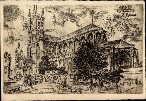 Künstler Ak Gand Gent Ostflandern, Cathedrale St. Bavo