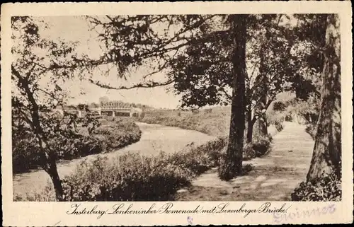 Ak Tschernjachowsk Insterburg Ostpreußen, Lenkeninker Promenade mit Luxenberger Brücke