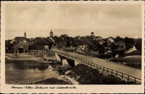 Ak Lenzen an der Elbe Prignitz, Löcknitz mit Seetorbrücke