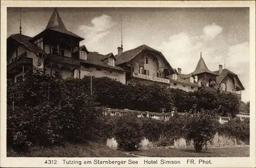 Ak Tutzing am Starnberger See Oberbayern, Hotel Simson