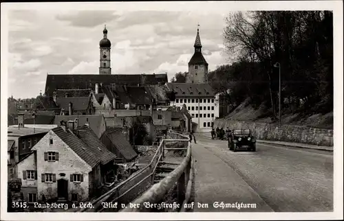 Ak Landsberg am Lech, Blick von der Bergstraße auf den Schmalzturm