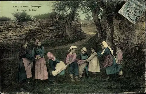 Ak La vie aux Champs, Le queue du loup, Spielende Kinder